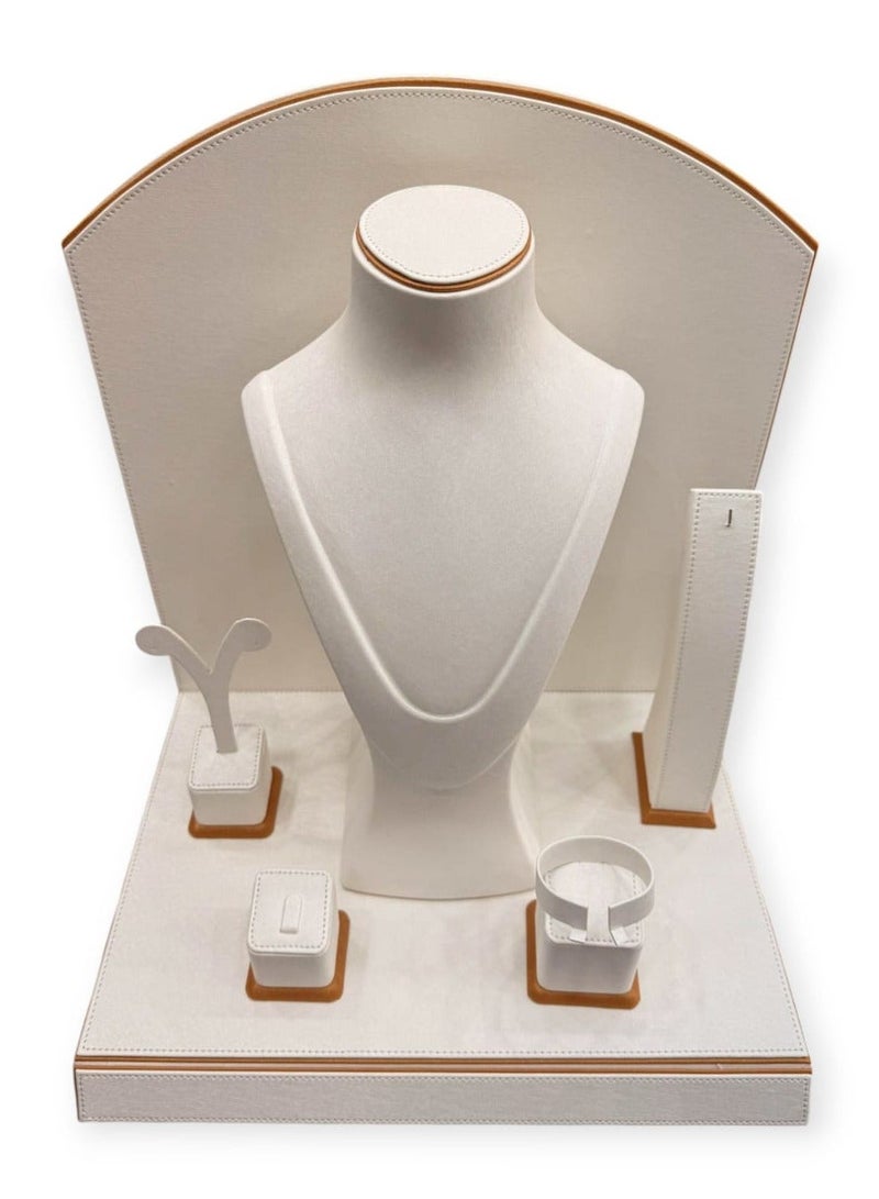 Al Seraj Jewelry Display Organizer 5 Piece Set UAE Made | White Premium Rexine Leather Stand Holder for Necklace Ring Earring Bracelet Bangle | Luxury Shop Exhibition Photography Showcase Storage - Image 2